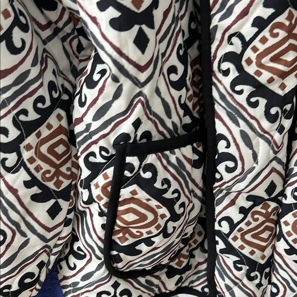 NWT EARLY FALL PUFFER JACKET by COMMENSE Stylish Black Brown Patterned S - Picture 4 of 10